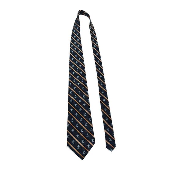 Vintage Walt Disney World Mickey Mouse Embroidered Navy Blue Novelty Necktie - Picture 2 of 7